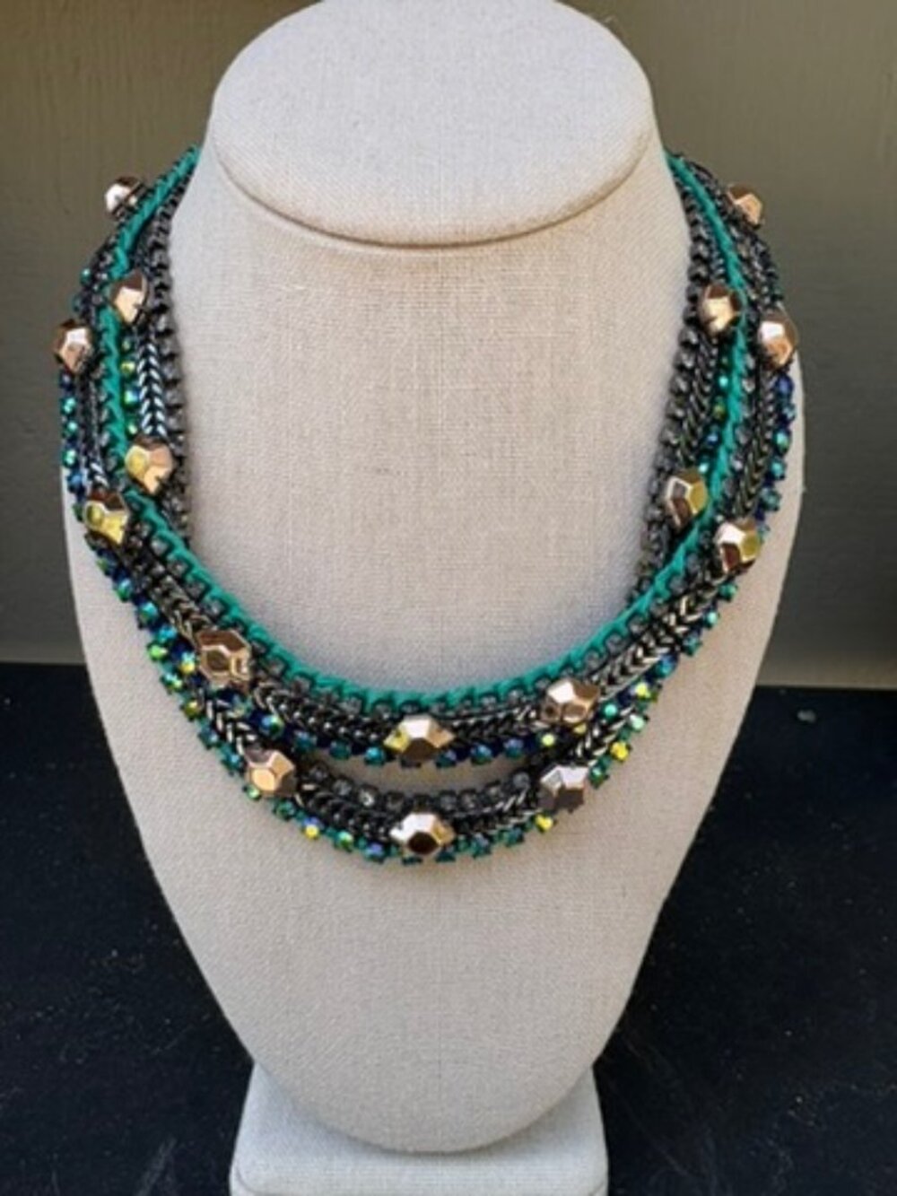 Stella & Dot Retired Rose Gold + Hematite Mercury Statement Necklace RARE - Picture 2 of 5